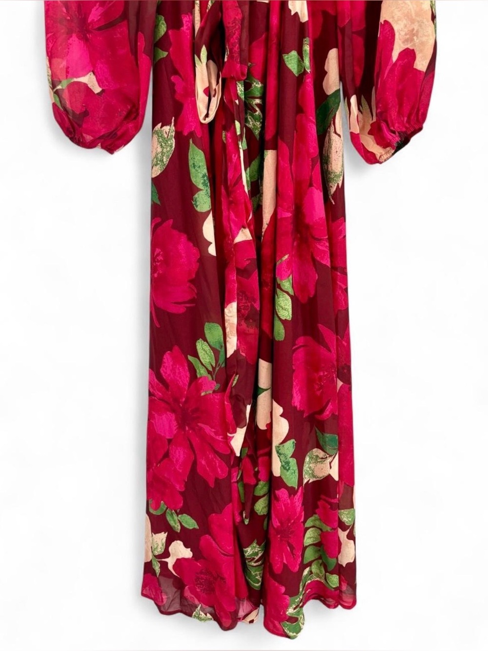 NWT Baltic Born Floral Wrap Maxi Dress Medium Chiffon Formal Elegant Wedding - Picture 4 of 8